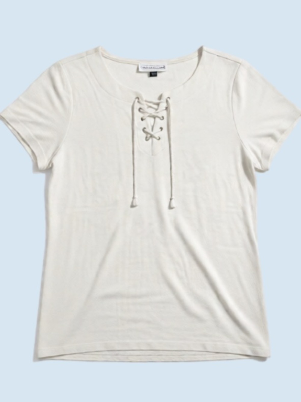 Karen Scott Women's White Lace-Up Short Sleeve Top